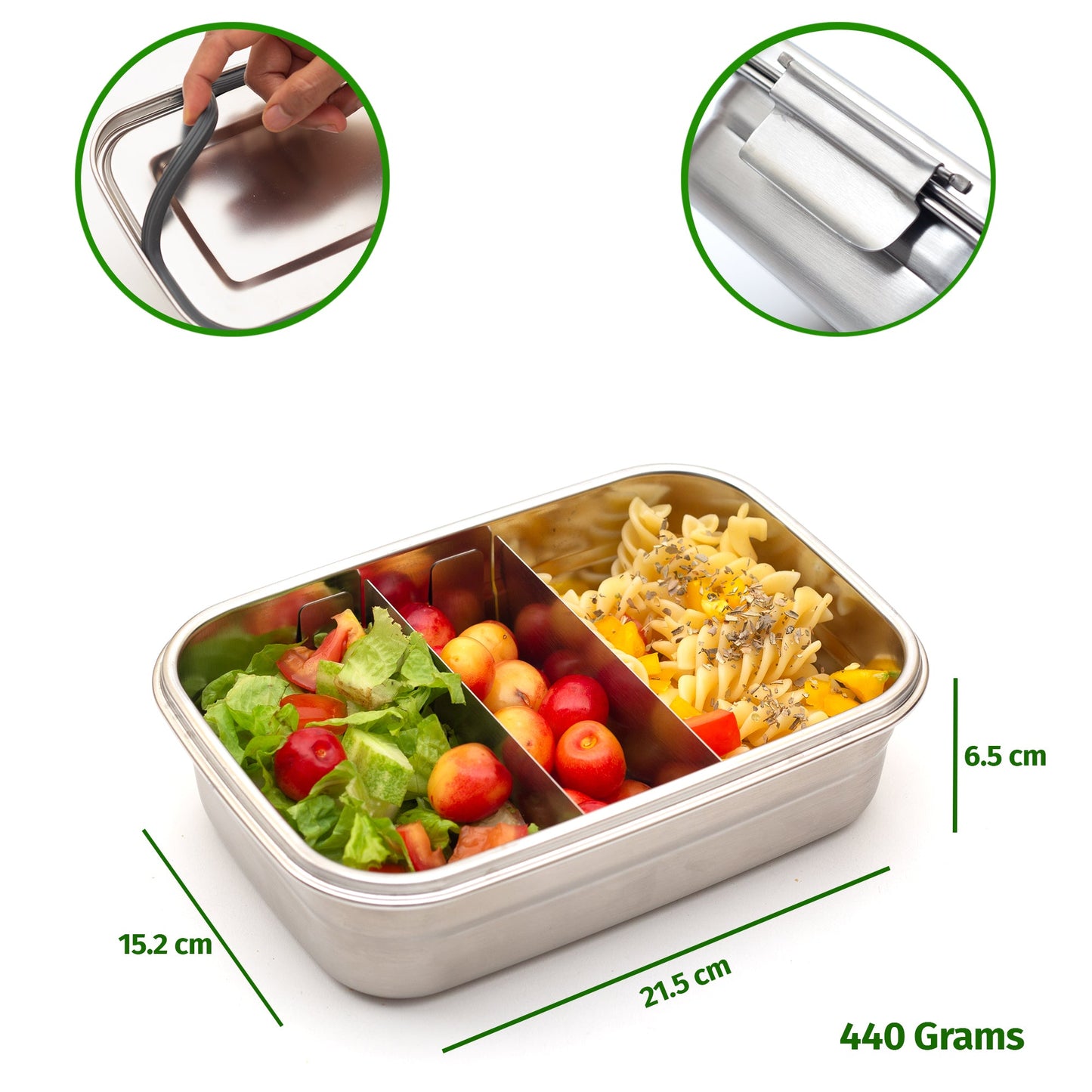 Sotfclip Brotdosen Bundle: 3 x 1260ml mit Trennwänden für Erwachsene - Edelstahl Lunchboxen von Sattvii®