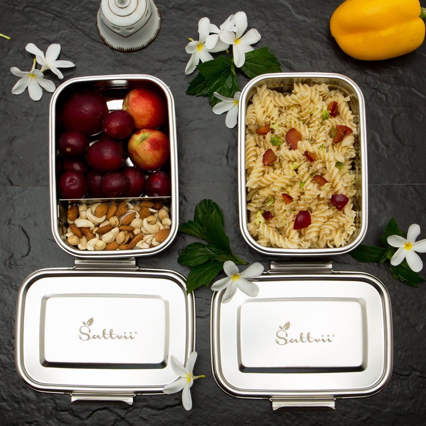 Sotfclip Brotdosen Bundle: 3 x 1260ml mit Trennwänden für Erwachsene - Edelstahl Lunchboxen von Sattvii®