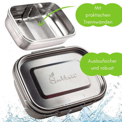 Sotfclip Brotdosen Bundle: 3 x 780ml mit Trennwänden für Kinder - Edelstahl Lunchboxen von Sattvii®